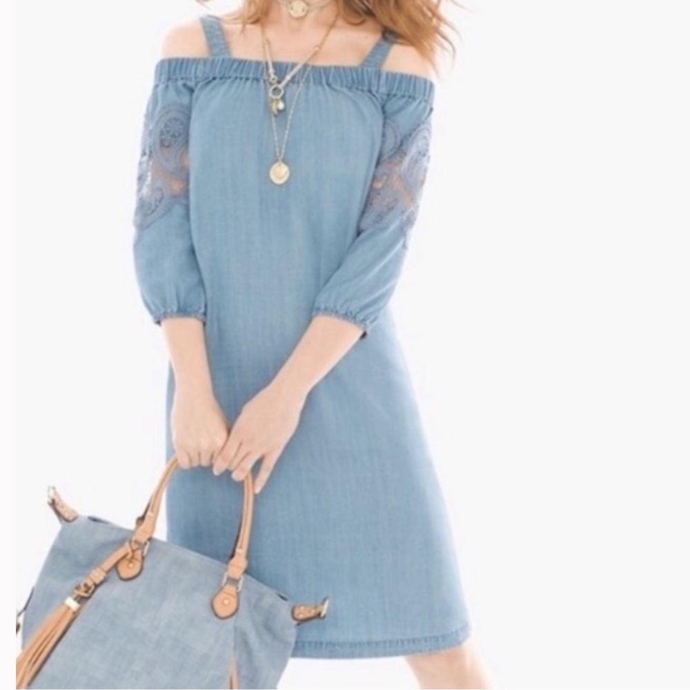 Chico’s women’s off shoulder chambray dress size 0